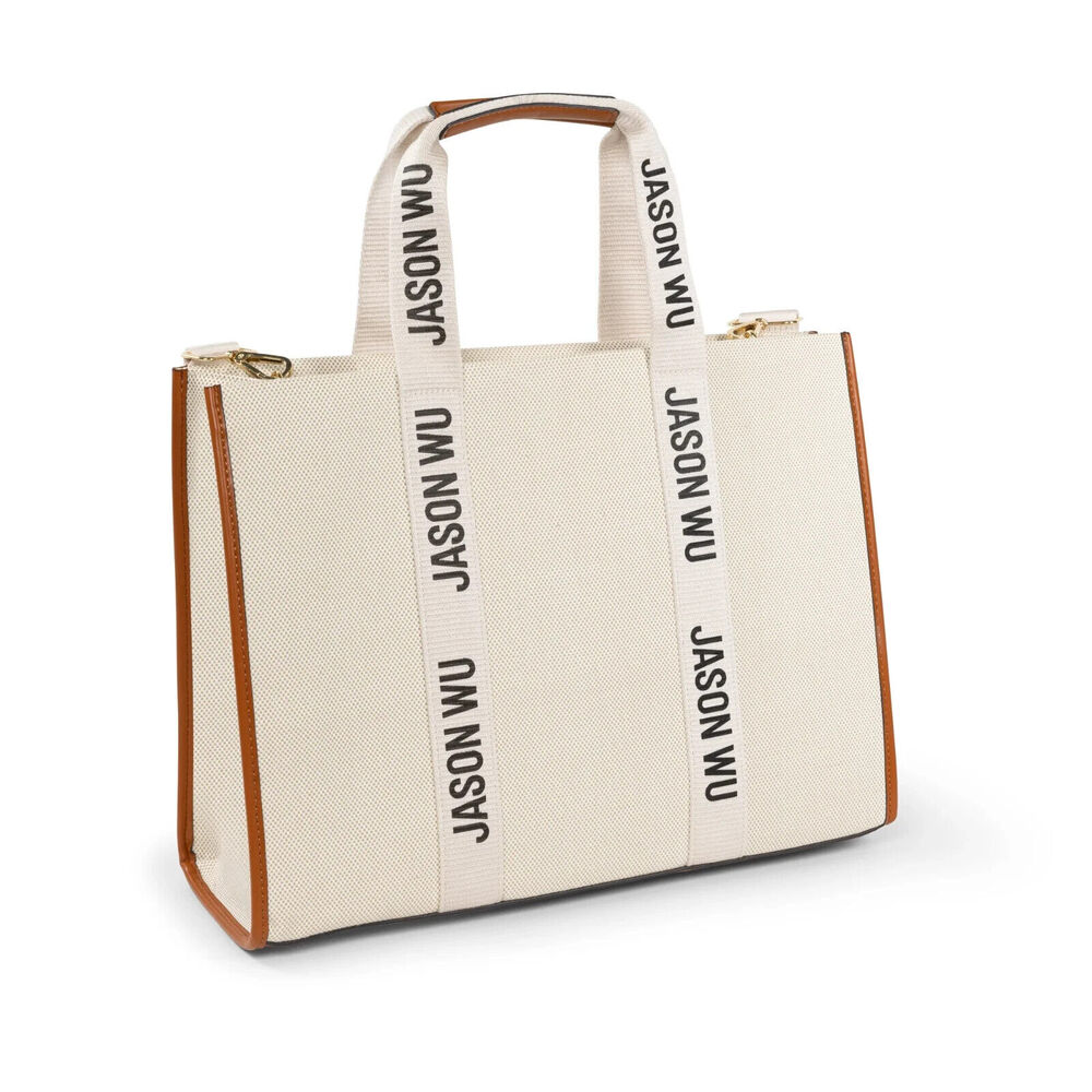 JASON WU Large Tote Bag Cream Canvas Logo New w Tags